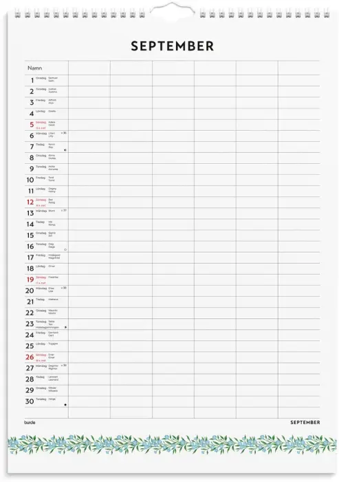 Familjekalender Illustrerad blomster 2027