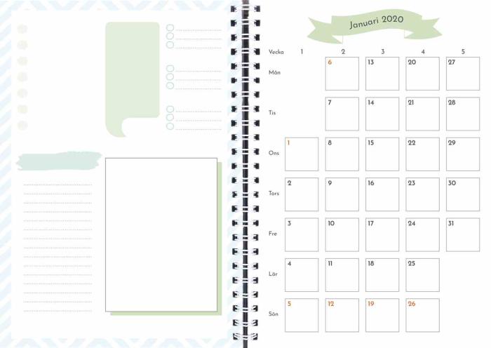 Burde Publishing AB Life Planner Fitness week A6 2020 - Kalenderkungen.se