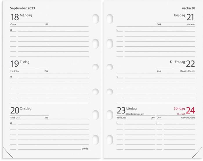 Compact Systemkalender svart konstläder 2023