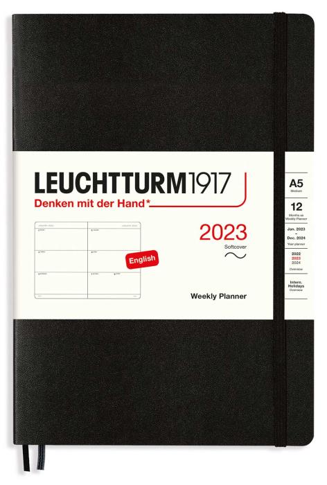 Kalender Leuchtturm1917 A5 Soft Vecka/uppslag Black 2023