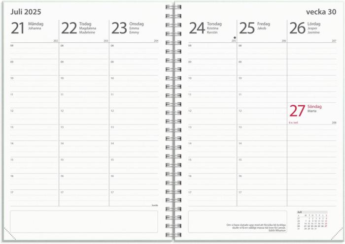 Kalender Study A5 Textile grön 2024-2025