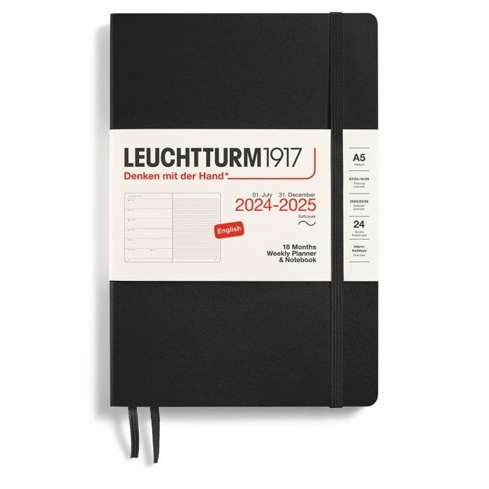 Weekly Planner/Notebook 18m 24-25 A5 Black