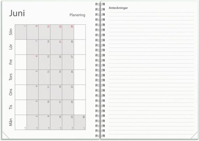 Kalender Study A5 Textile grön 2024-2025
