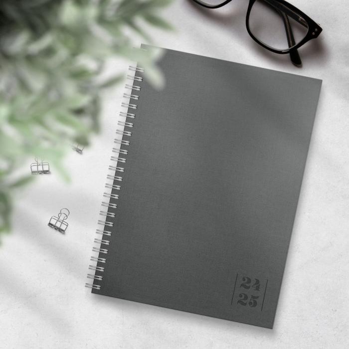 Kalender Study A5 Textile Grå 2024-2025 