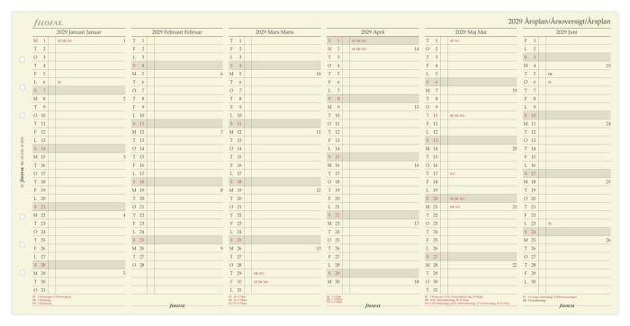 Filofax Årsplan A5 2029