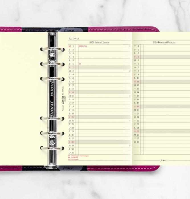 Årsplan Filofax personal 2029