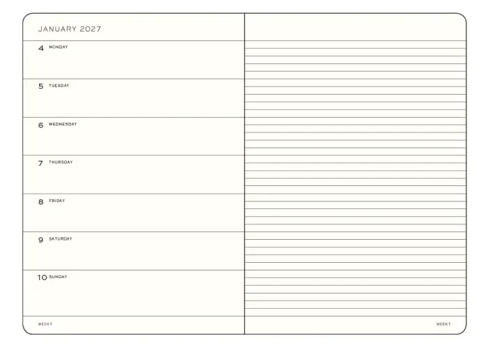 Kalender Leuchtturm1917 A5 vecka/notes Cherry 2027
