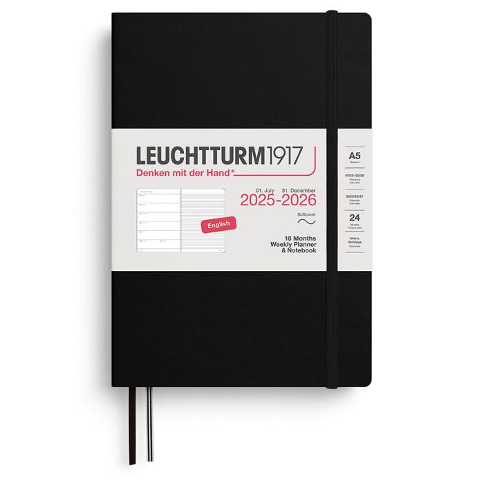 Kalender Weekly Planner/Notebook 18m 25-26 A5 Black
