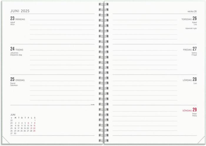 Kalender Senator A5 Textile grön 2024-2025