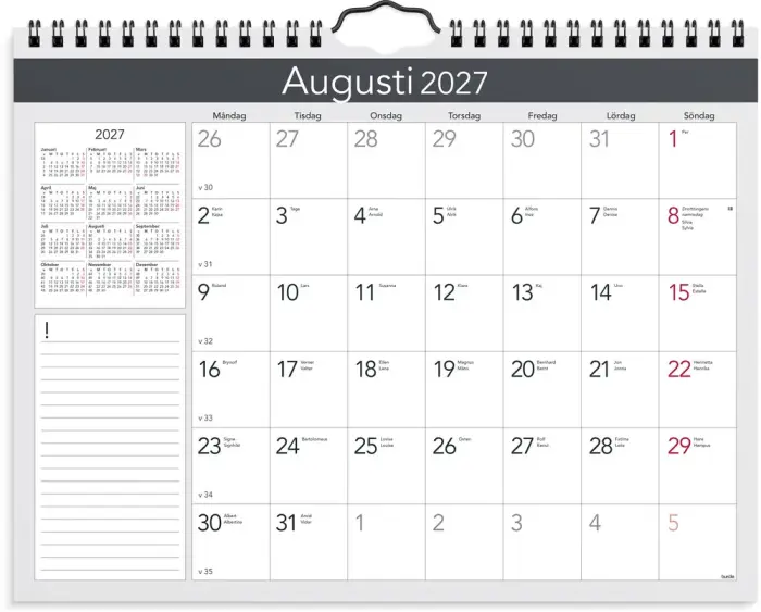 Väggkalender elegant 2027