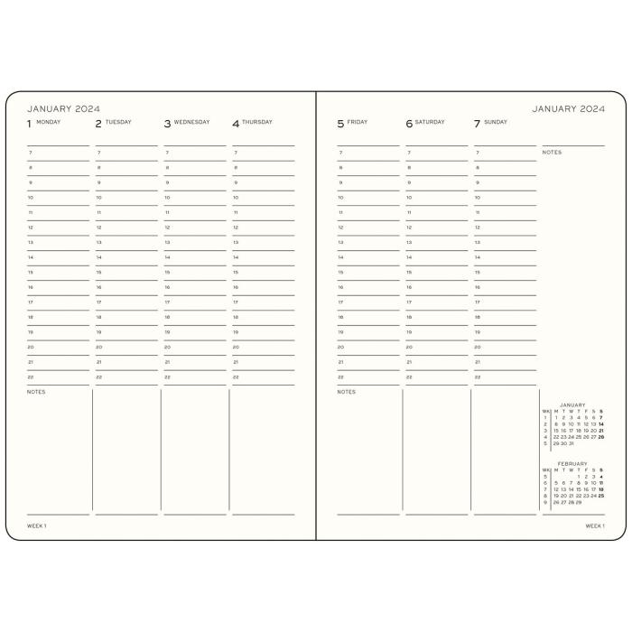 Kalender 2023-24 Leuchtturm1917 A5 vecka/uppslag Lilac