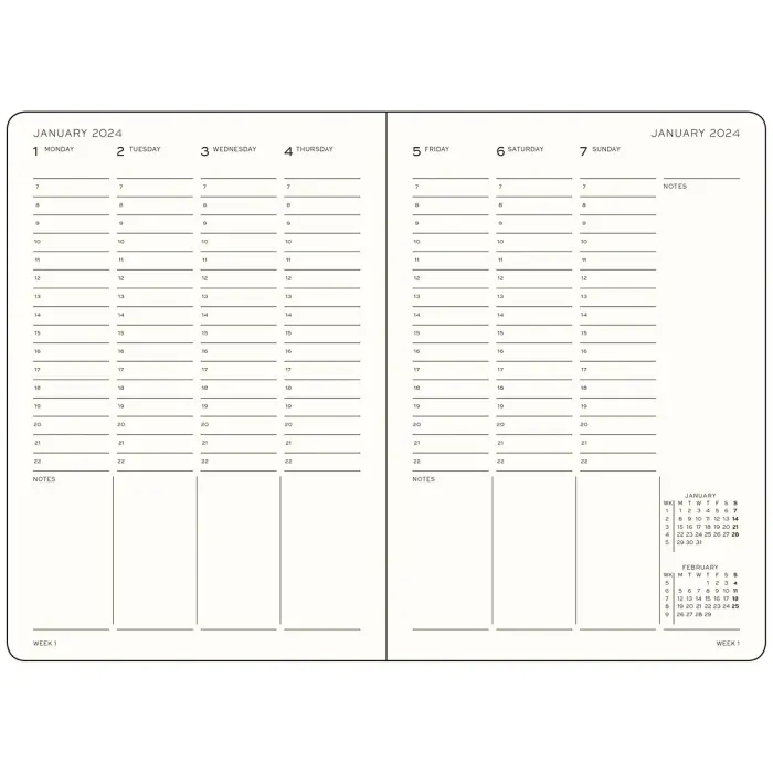 Kalender 2023-24 Leuchtturm1917 A5 vecka/uppslag Navy
