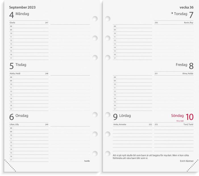 Regent Systemkalender svart skinn 2023
