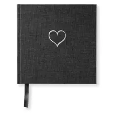 Olinjerad Blank Book Heart Transparent Black
