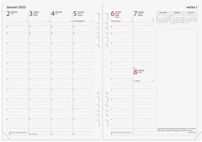 Business Systemkalender svart konstläder 2023