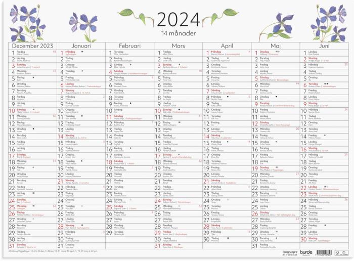Väggblad 14-månaders 2024