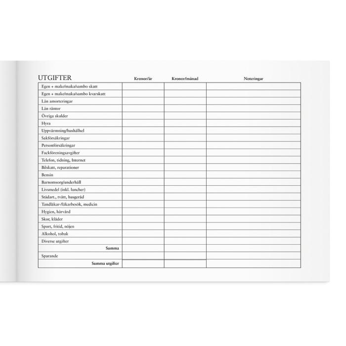 Hushållets kassabok - A4 - 297x210mm