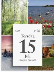 Kalender 2027 V&auml;ggpl&aring;n med dagblock &Aring;rstiderna
