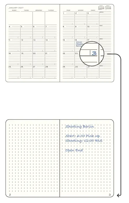 Kalender Leuchtturm1917 B6 Soft Månad/Uppslag 16m 2027 Black