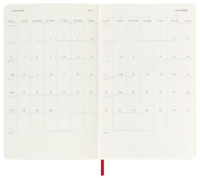 Moleskine Weekly notebook Large Red Soft 2023