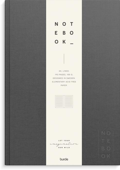 Notebook Textile dark grey lined A4
