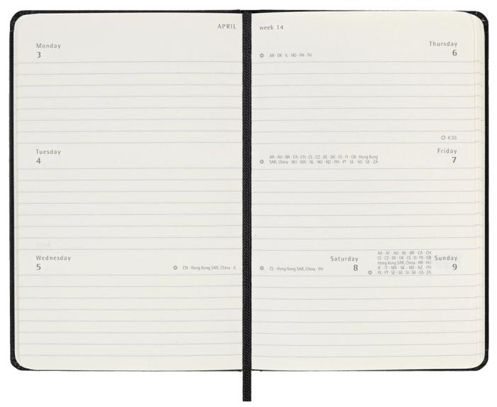 Moleskine Horizontal Weekly Black Hard pocket 2023