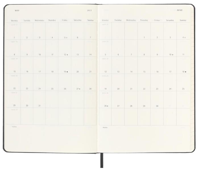 Moleskine Horizontal Weekly Black hard Large 2023