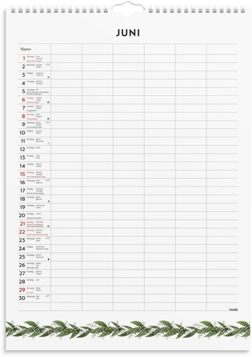 Familjekalender Illustrerad blomster 2025