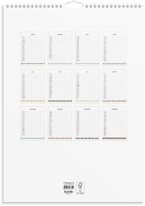 Familjekalender Illustrerad blomster 2025