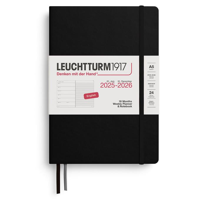 Kalender Weekly Planner/Notebook 18m 25-26 A5 Black