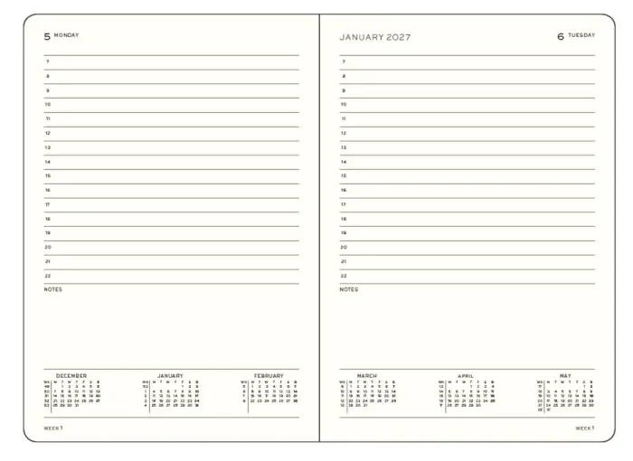 Kalender Leuchtturm1917 A5 Dag/Sida Black 2027