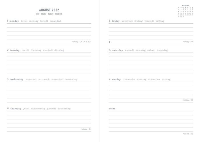 Kalender Letts Memo A6 svart studieåret 2022-2023