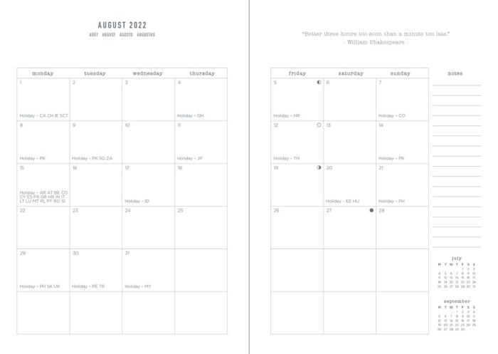 Kalender Letts Memo A6 svart studieåret 2022-2023