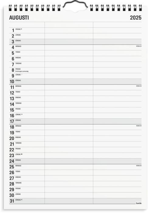 Familjekalender Black and white 2025