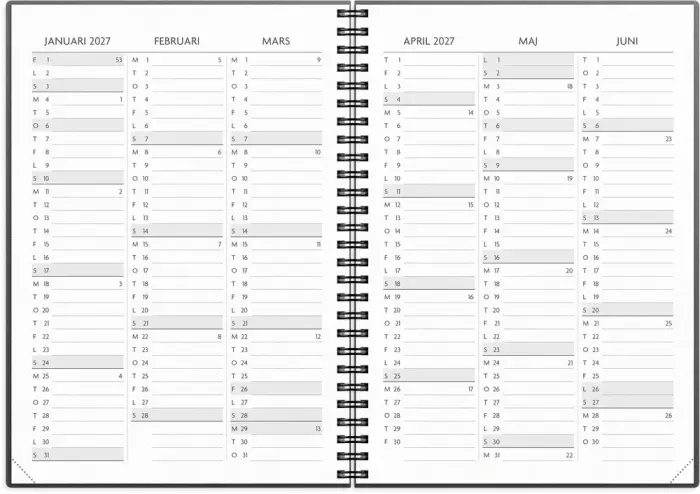 Kalender 2027 Få det gjort svart
