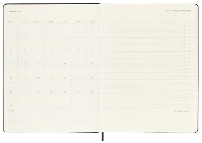 Moleskine Weekly Pro Vertical Svart hard XL 2023