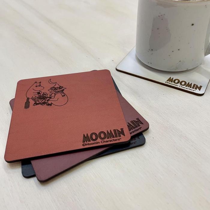 2-pack Glasunderlägg Läder - Moomin by Varberg Laser 