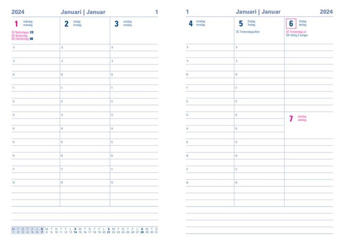 Kalender Executive A5 Vertical Svart 2024