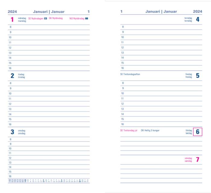 Kalender Letts Milano Slim Svart 2024