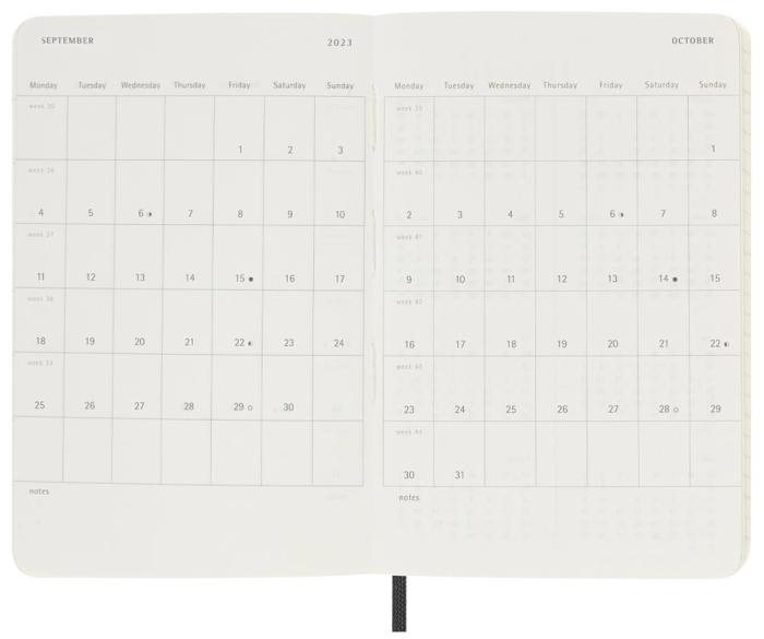 Moleskine Horizontal Weekly Black soft pocket 2023