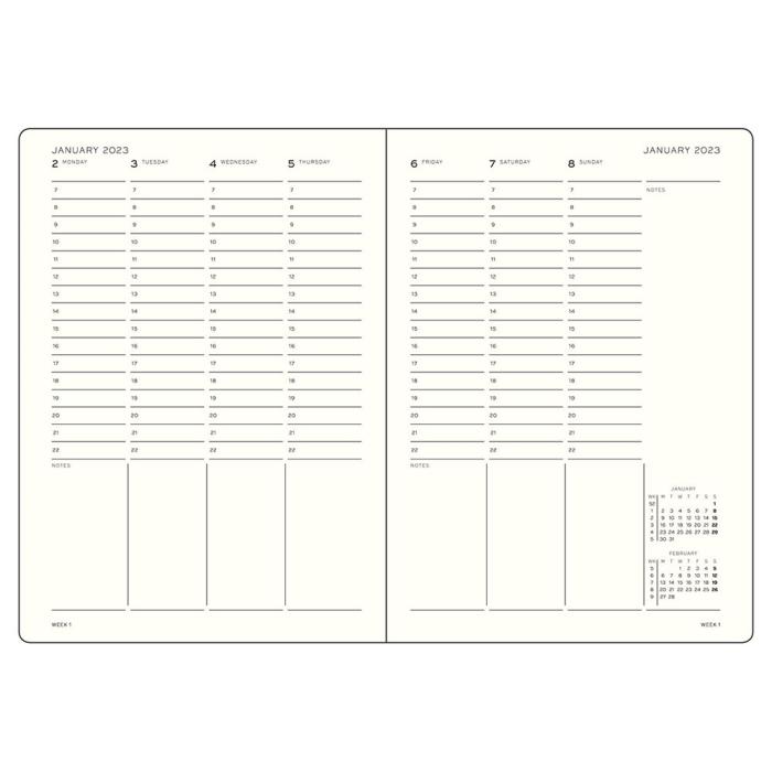 Kalender 2022-23 Leuchtturm1917 A4 vecka/uppslag Black