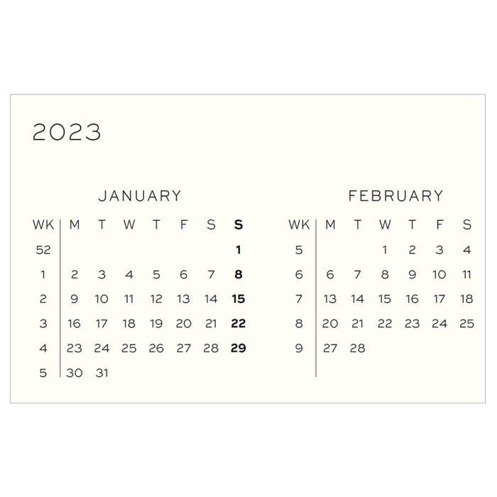 Kalender 2022-23 Leuchtturm1917 A4 vecka/uppslag Black