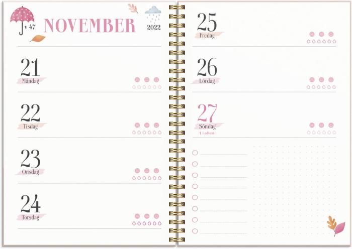 Life Planner Pink Horisontell 2022-2023