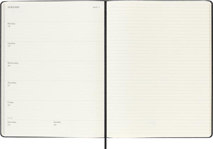 Moleskine Veckokalender XL Svart Mjuk 26/27