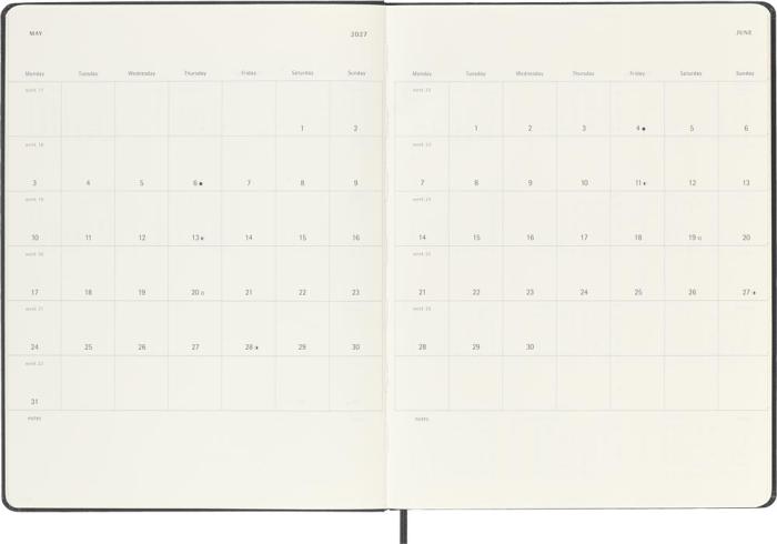 Moleskine Veckokalender XL Svart Mjuk 26/27