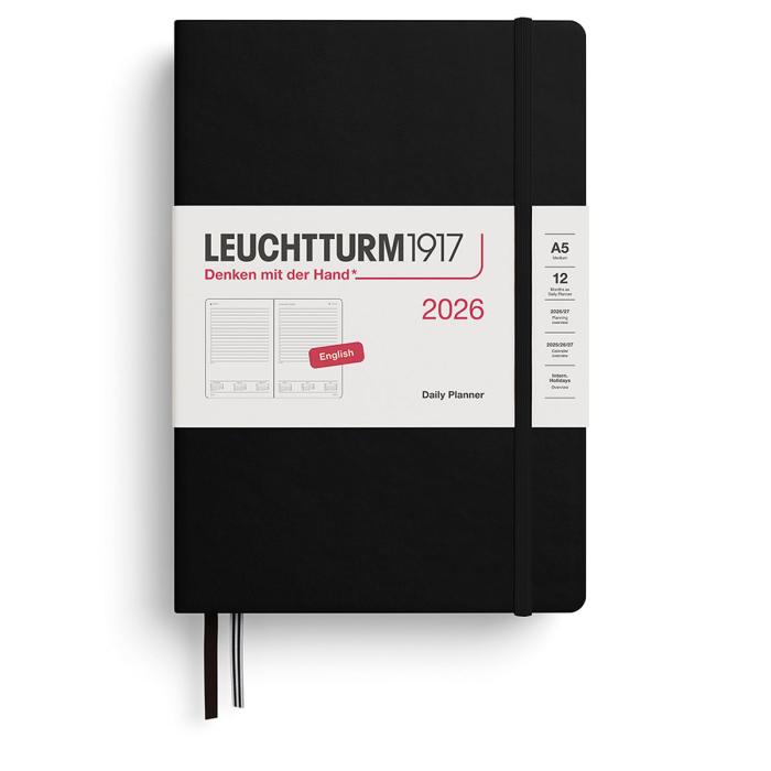 Kalender Leuchtturm1917 A5 Dag/Sida Black 2026