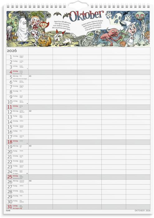 Familjekalender med stickers 2026-2027