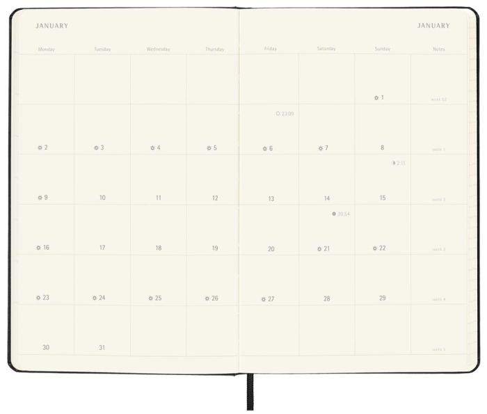 Moleskine Monthly Notebook svart hard large 2023