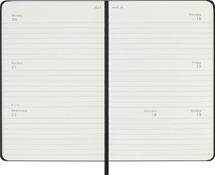 Kalender Moleskine Horizontal Weekly Black Hard pocket 26/27 