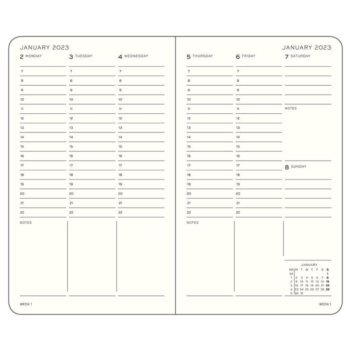 Kalender 2022-23 Leuchtturm1917 A6 vecka/uppslag black